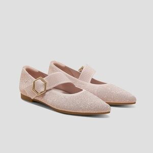 Vivaia Pointed-toe Mary-Jane Flats (Maria) in Rose Gold